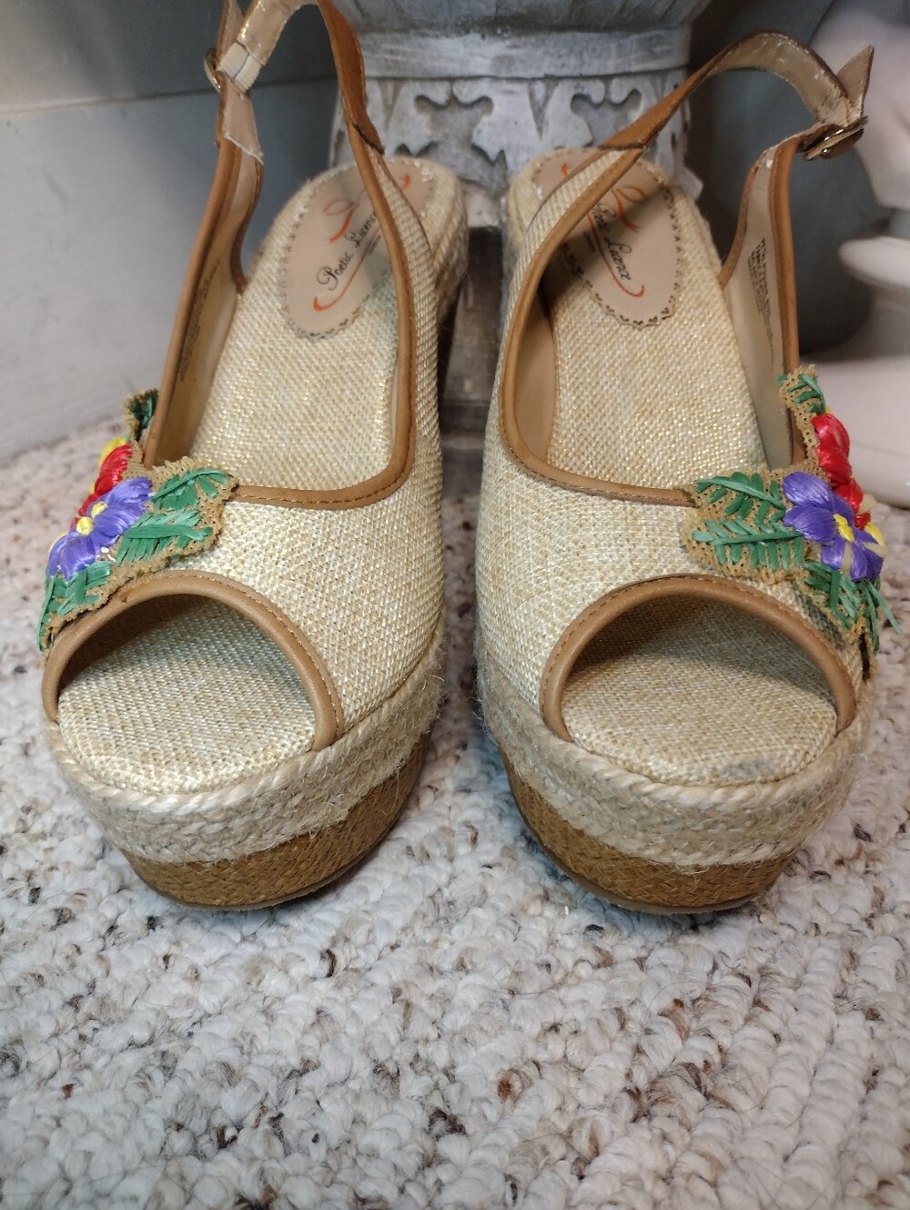 Poetic License Petal Pusher Floral Decorated Espadrille Platform Wedge Sandals - Picture 5 of 11